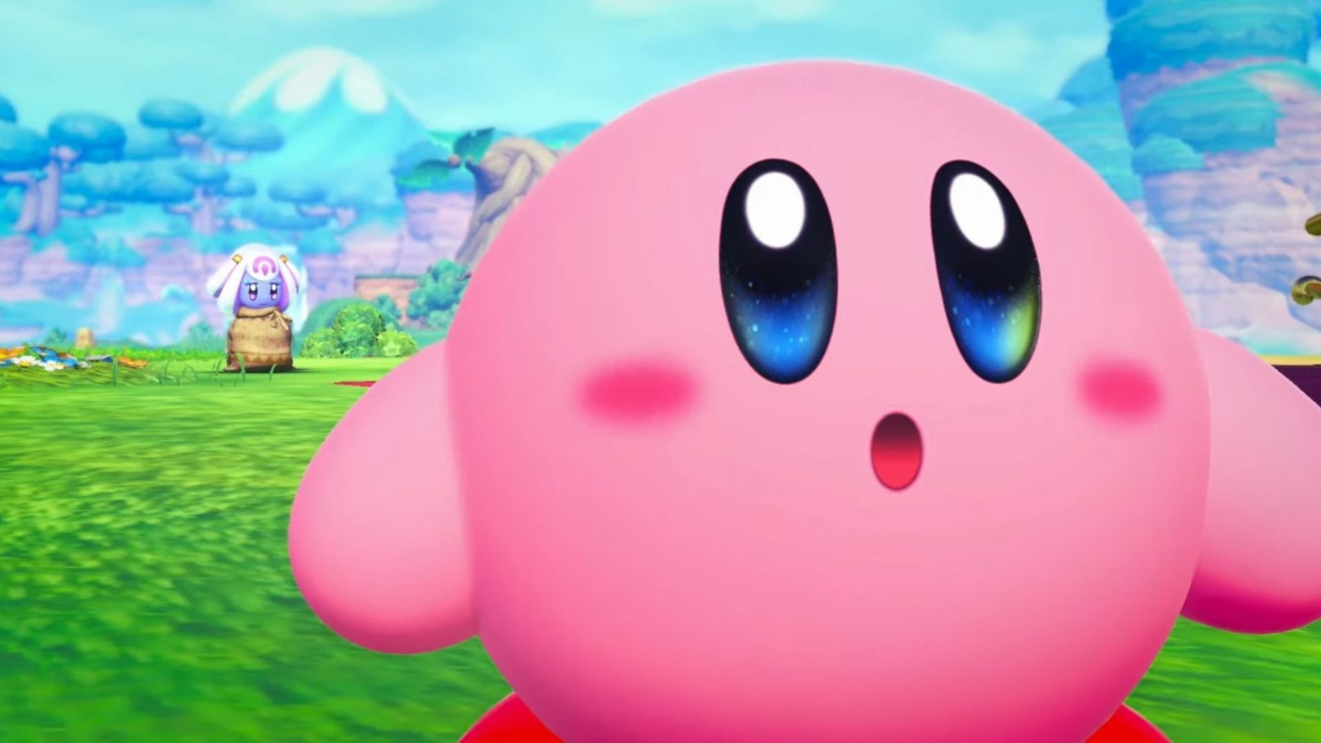 Kirby with big starry eyes