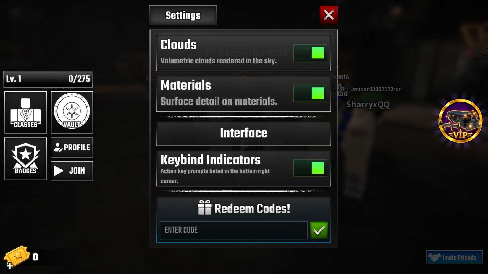Last Stop - the codes tab