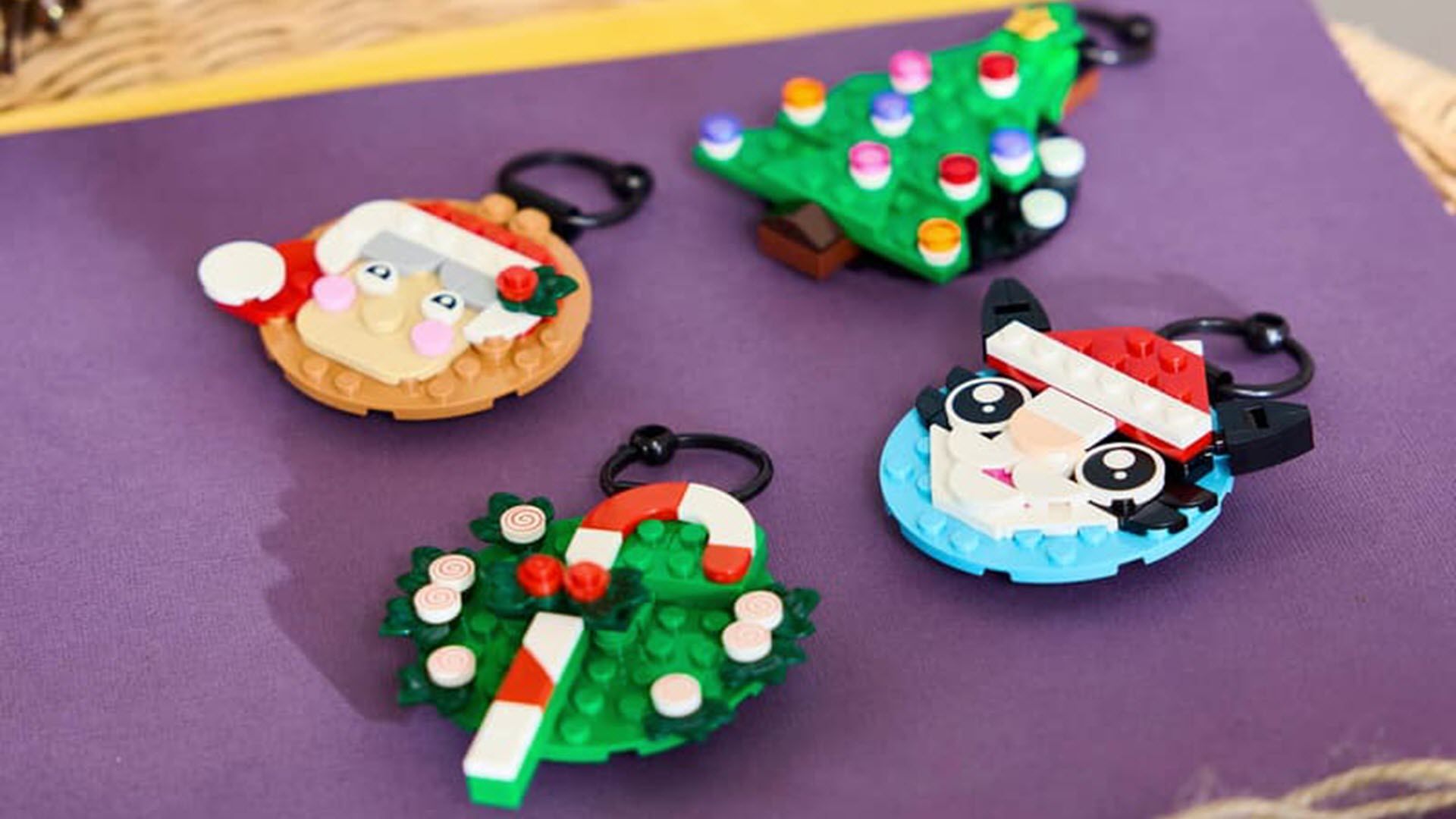 lego holiday ornaments laying flat