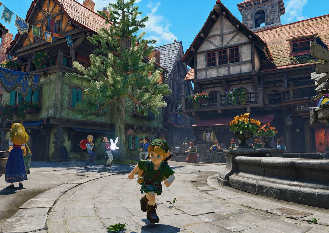 Zelda: Ocarina of Time Baru Saja Memperbaiki Masalah Eksplorasi Paling Menyebalkan di Klasik N64 12 Link running through Hyrule Castle Town in the Zelda Ocarina of Time remake on Switch 2
