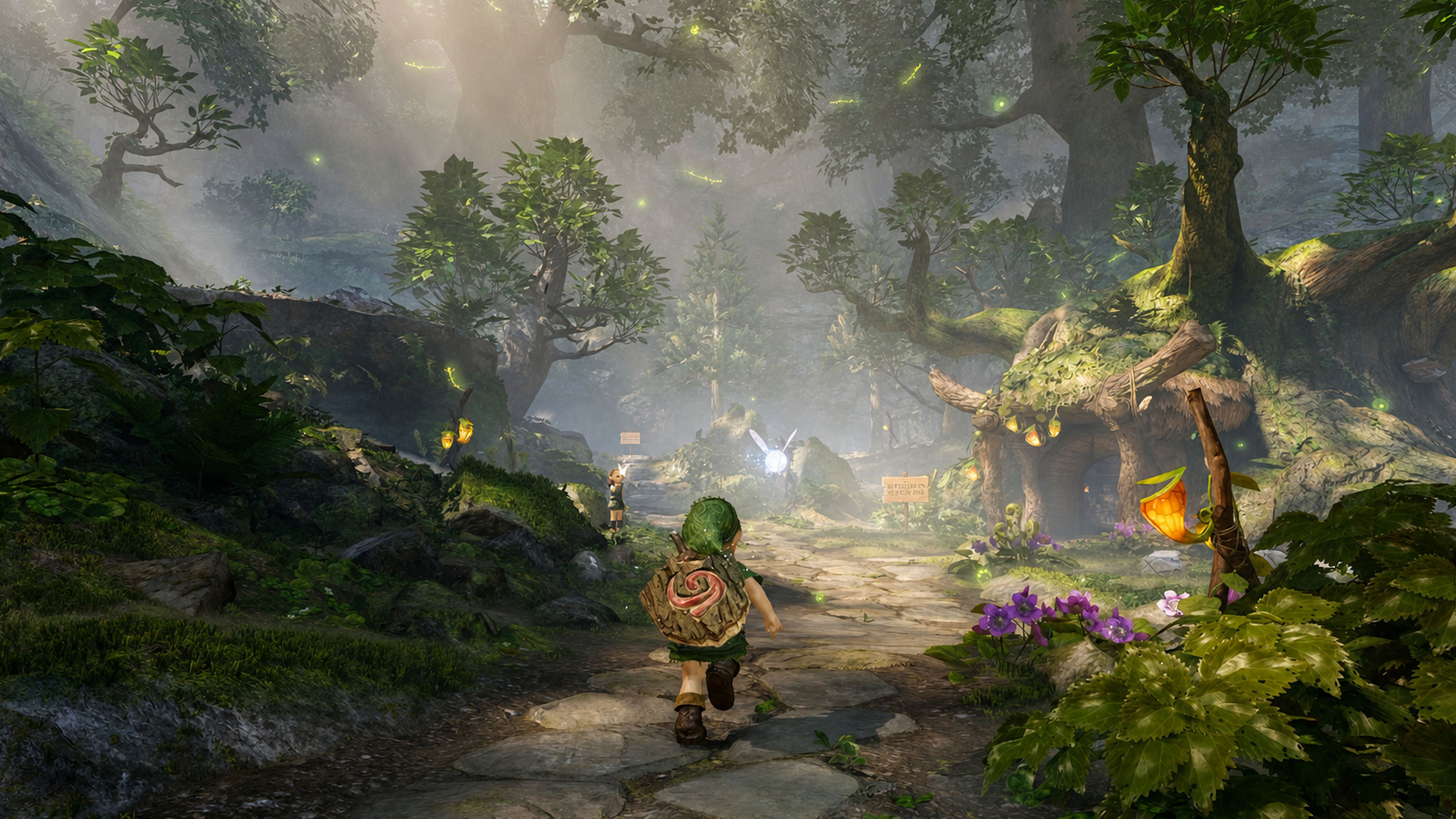 Link running through Kokiri Forest in the Zelda Ocarina of Time remake on Switch 2