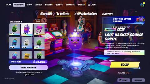 Loot Hacker Crown Sprite showcased in the Sprite Collection in Fortnite