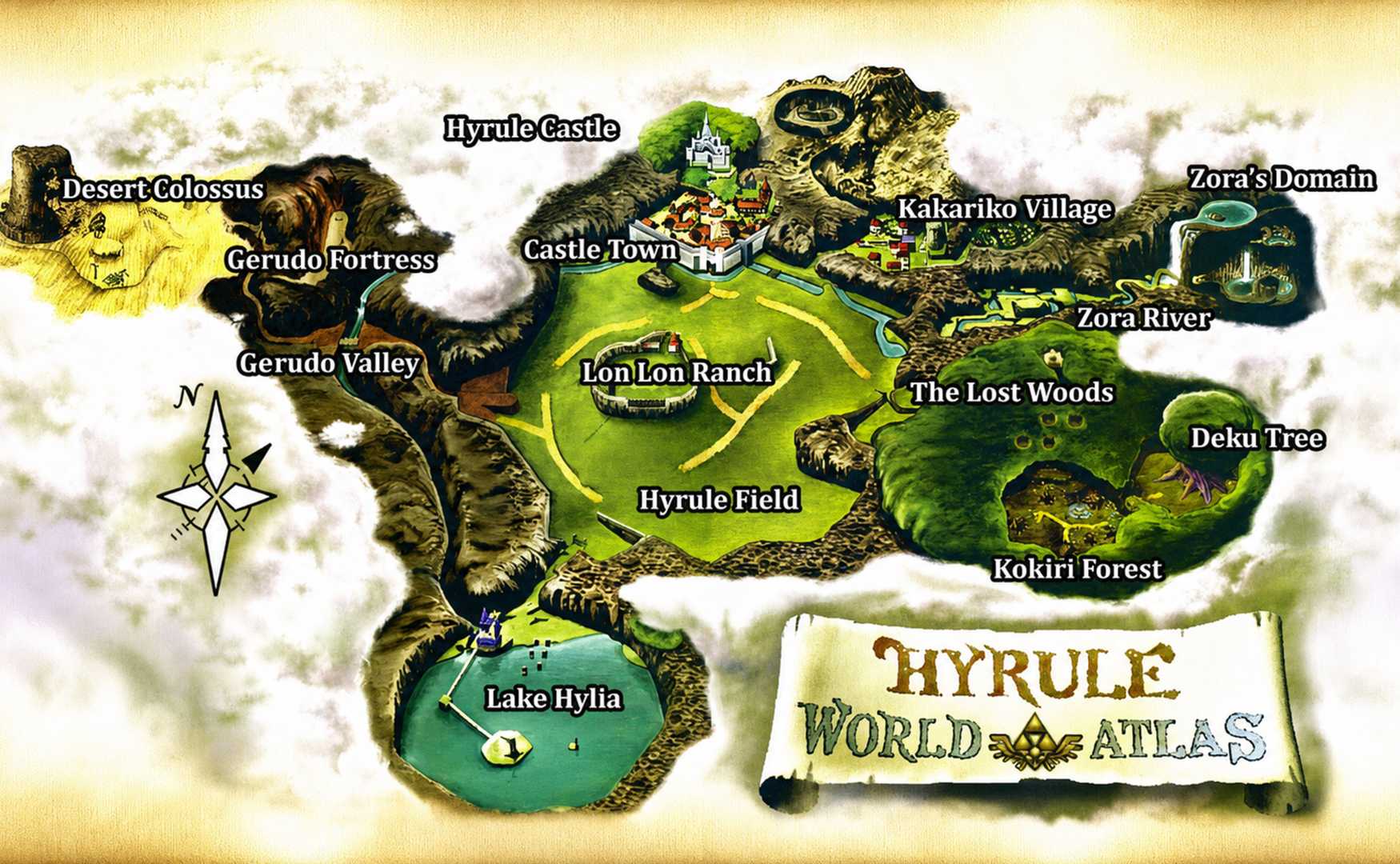 Map of Hyrule in the original Ocarina of Time