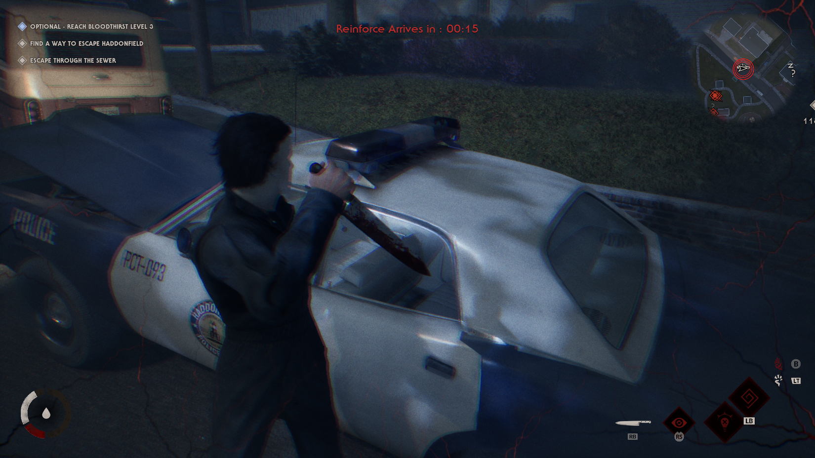 michael destroying police car halloween