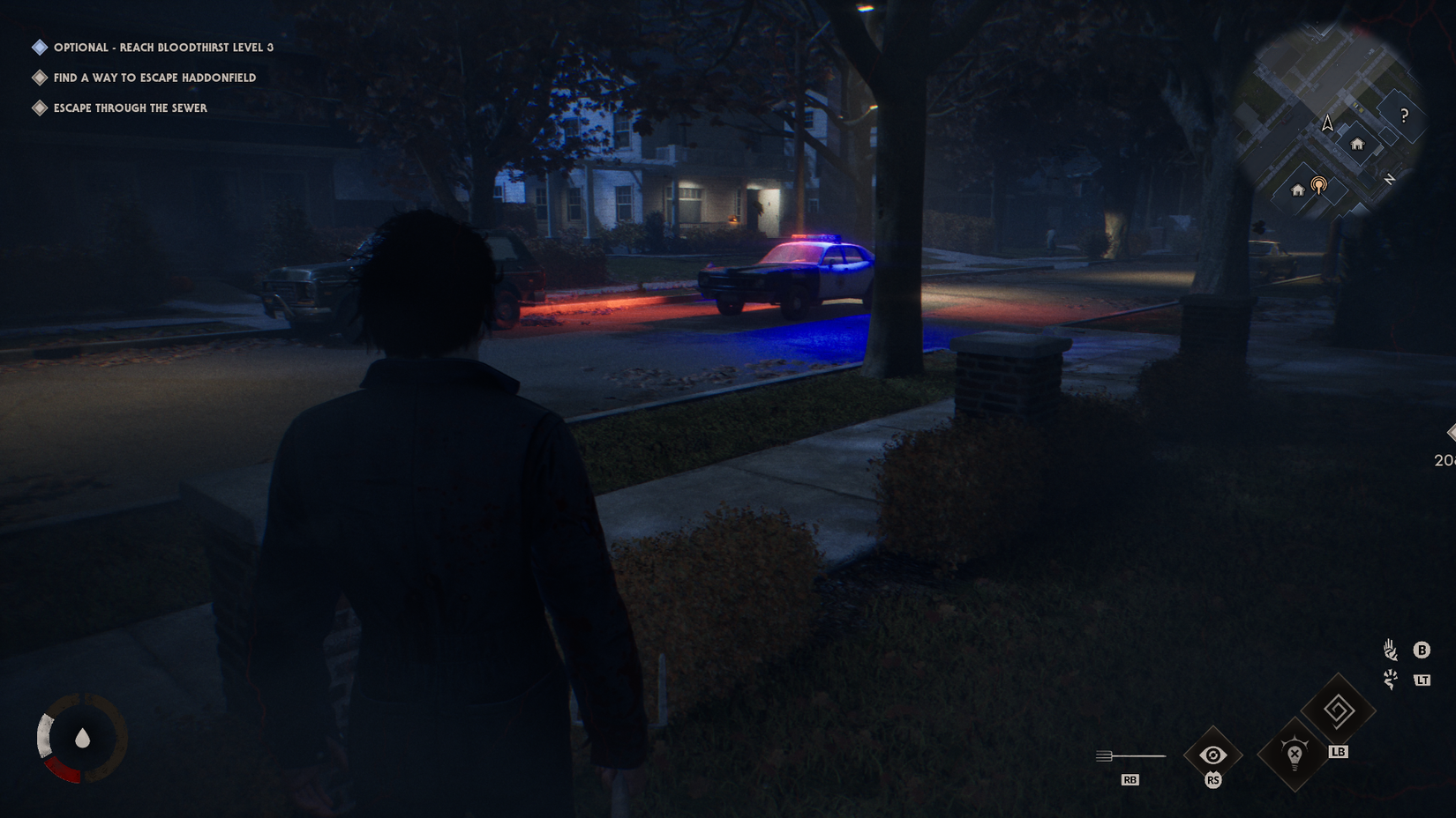 michael looking at police car halloween