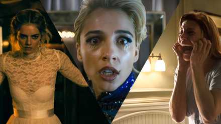 A split image of Grace in Ready or Not, Skye Riley in Smile 2, and Mary in Oculus