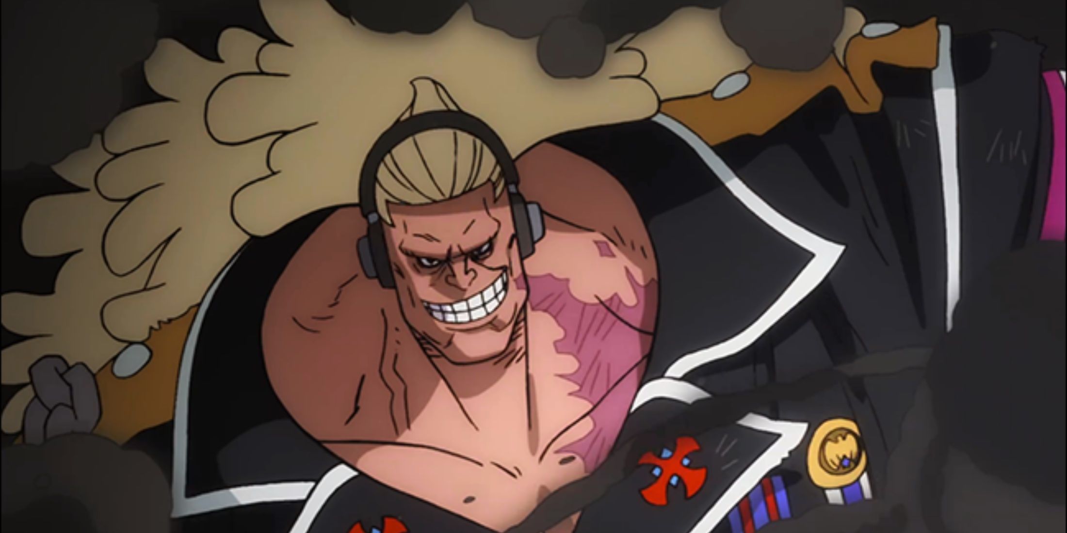 Douglas Bullet smiles as he prepares to fight the Worst Generation in One Piece: Stampede.