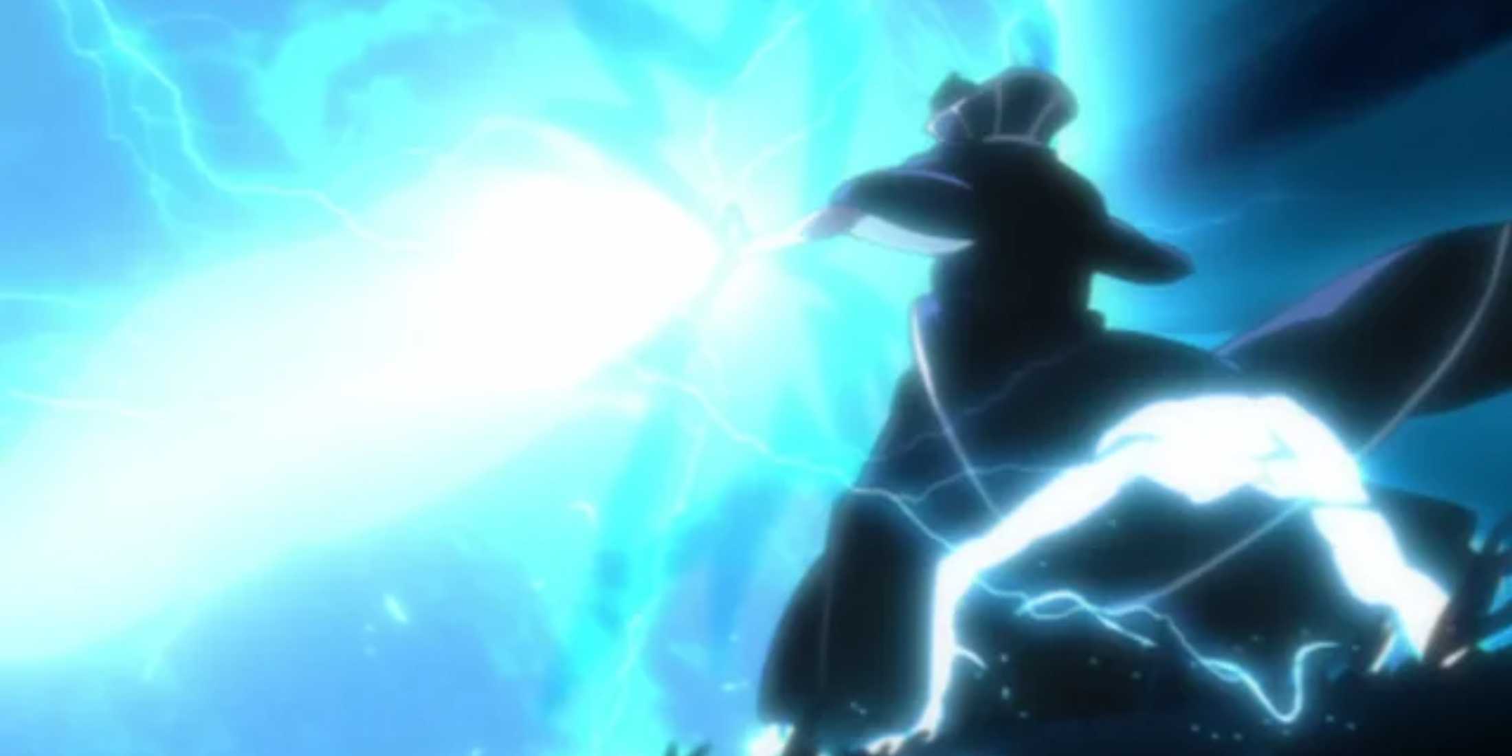 Tessai uses a Level 90 Kido spell on Aizen in a Bleach flashback.