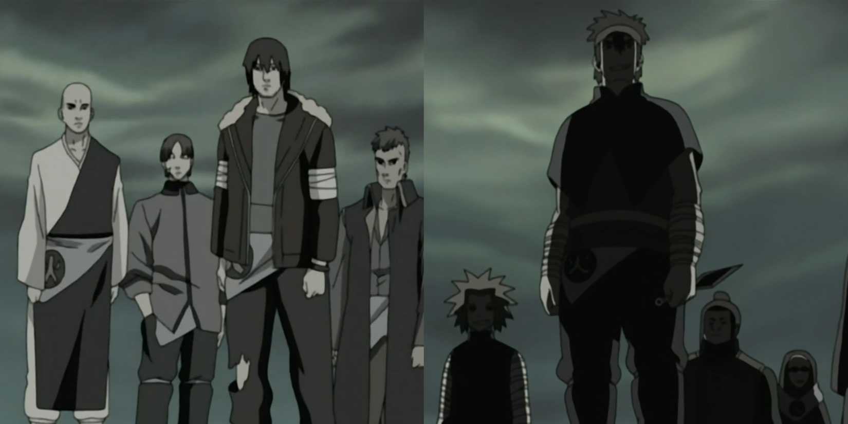 The loyal and disloyal members of the Twelve Guardian Ninja face each other in a Naruto: Shippuden flashback.
