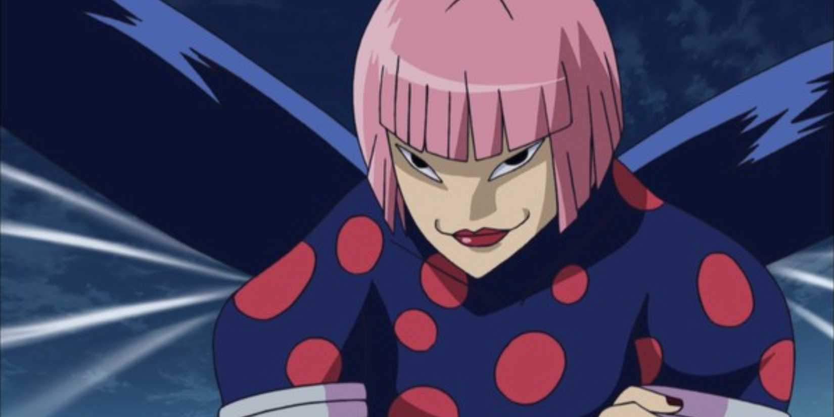 Tommyrod smirks as he flies in the air while his insects fight for him in the Toriko anime.