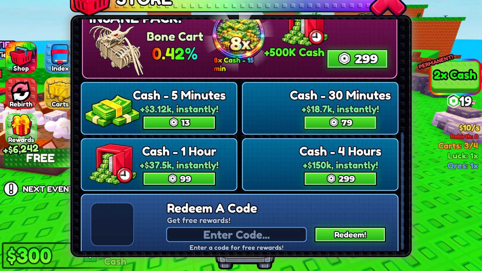 My Lucky Train the codes tab