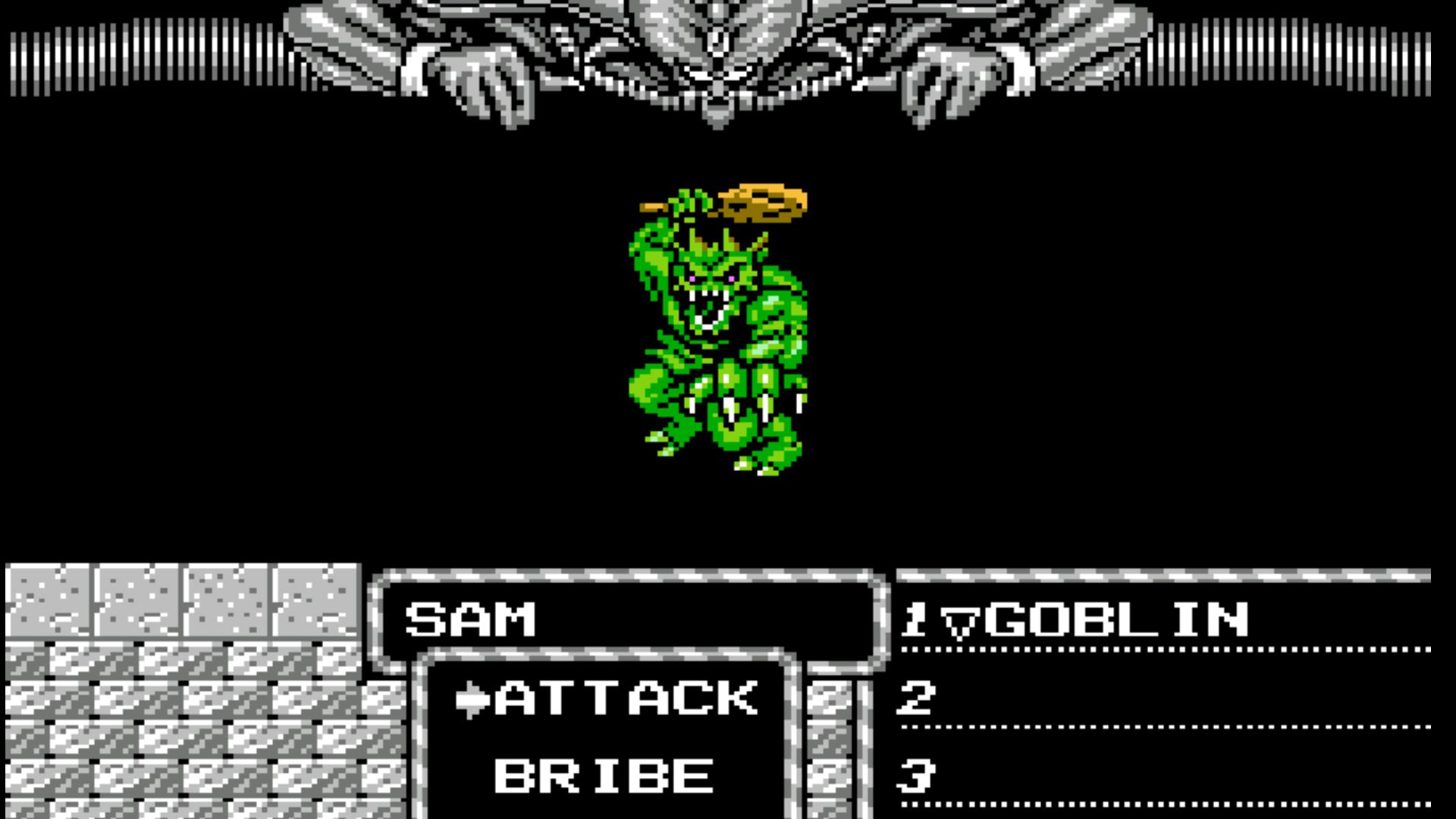 nes might and magic book one game fighting goblin