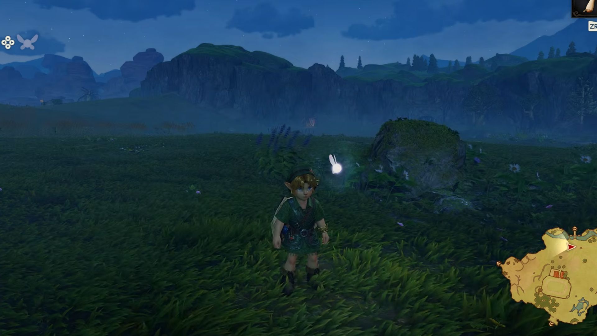 ocarina of time zelda remake Link hyrule field night-1