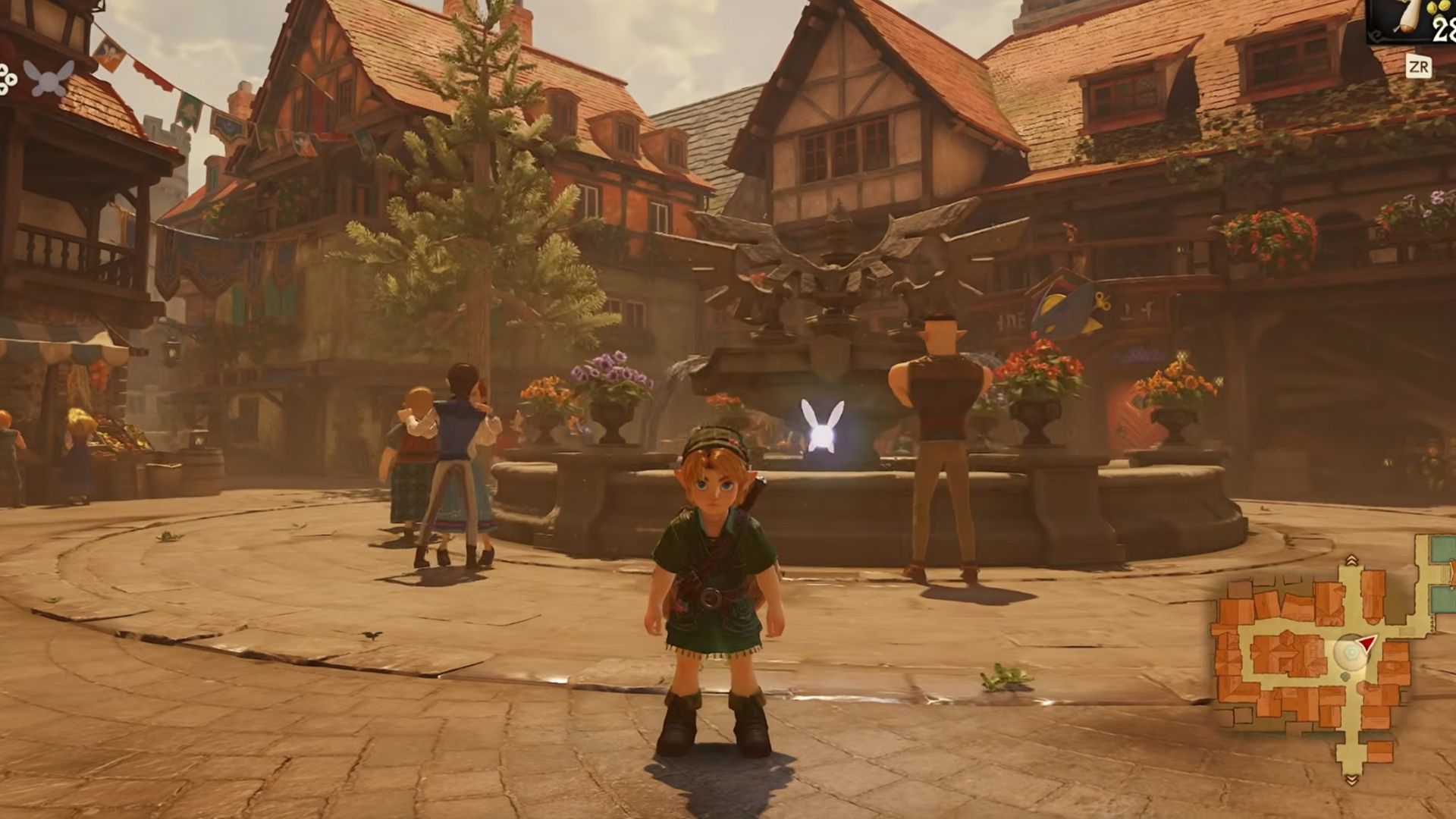 ocarina of time zelda remake link in hyrule castle town-1