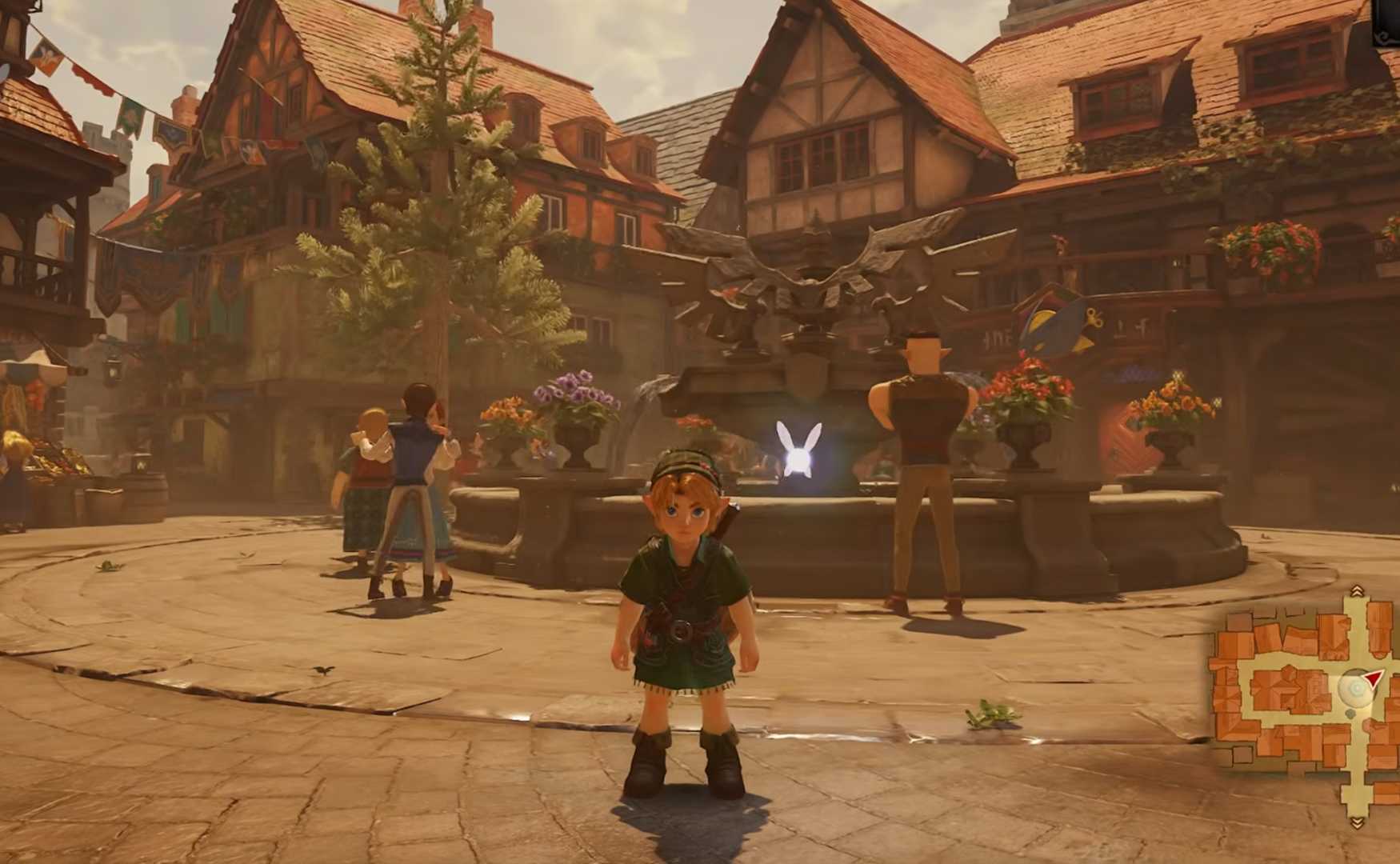 ocarina of time zelda remake link in hyrule castle town-1