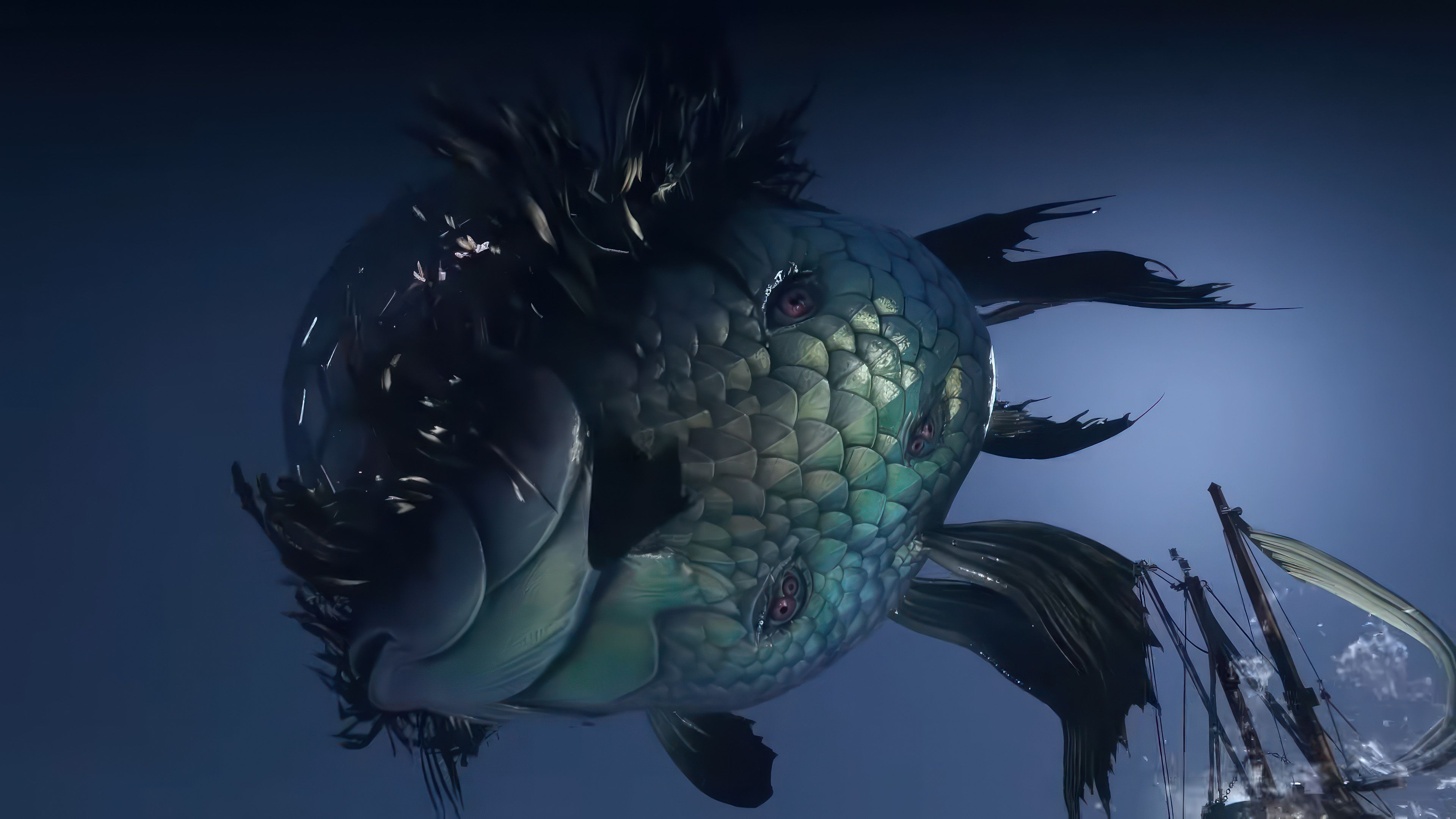Mutant fish covered in eyes