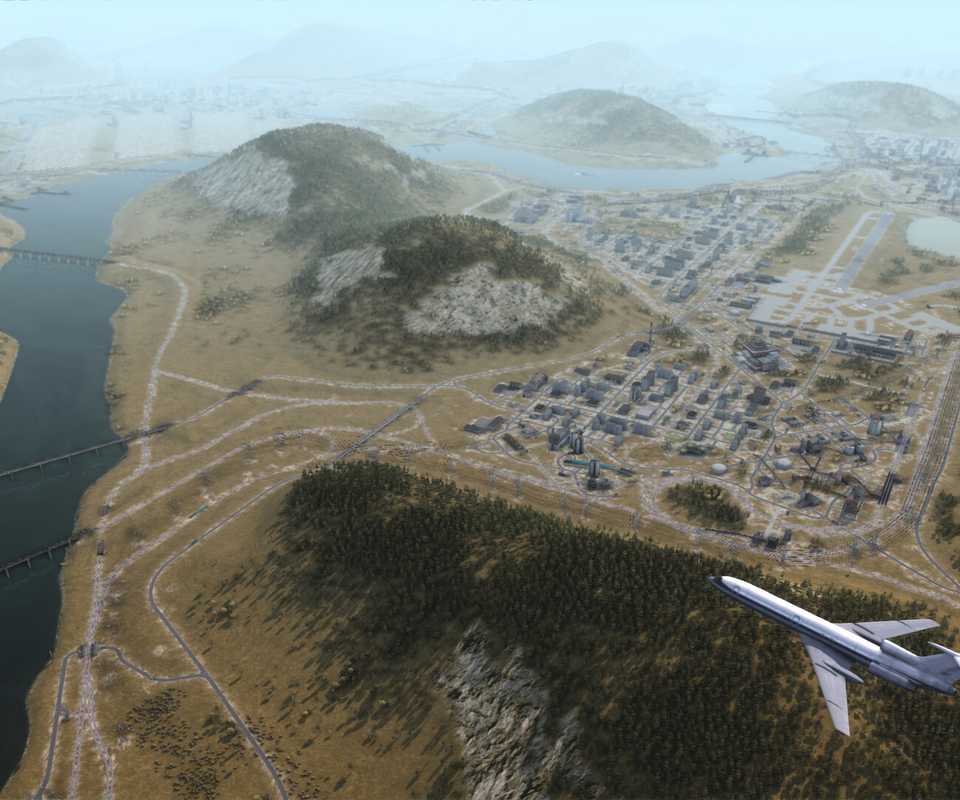 Plane flying over city in Workers and Resources Soviet Republic