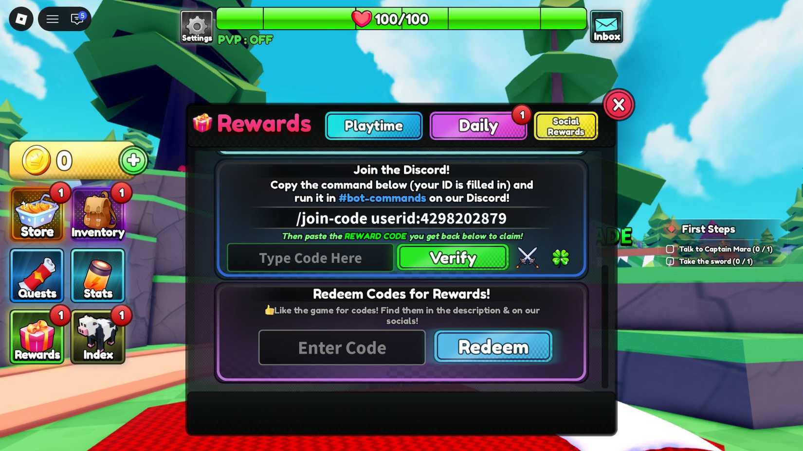 Poly Loot the codes tab