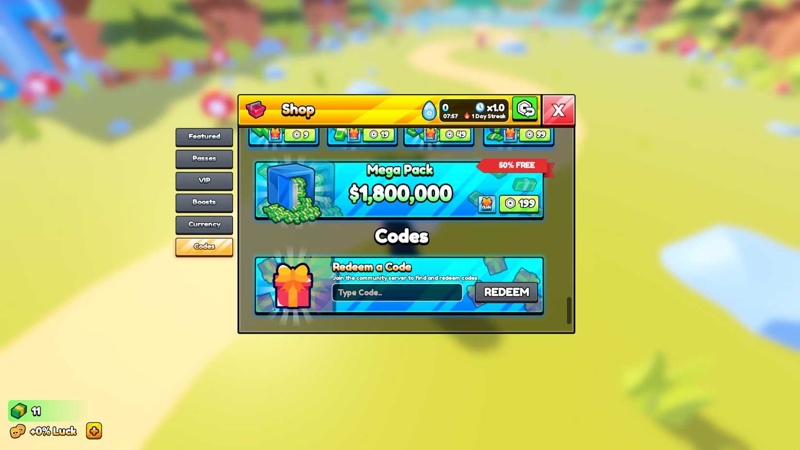 Pop Bubbles the codes tab