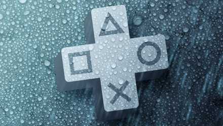 ps plus logo black and white getting rained on