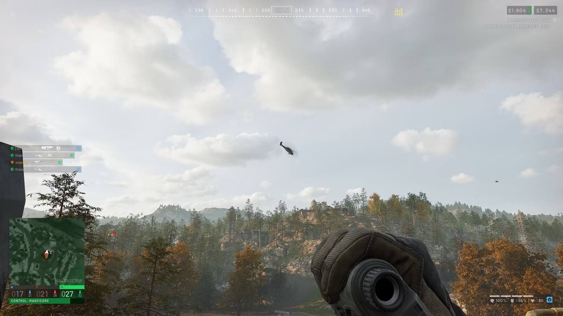 wardogs soldier spots a helicopter flying over the forest