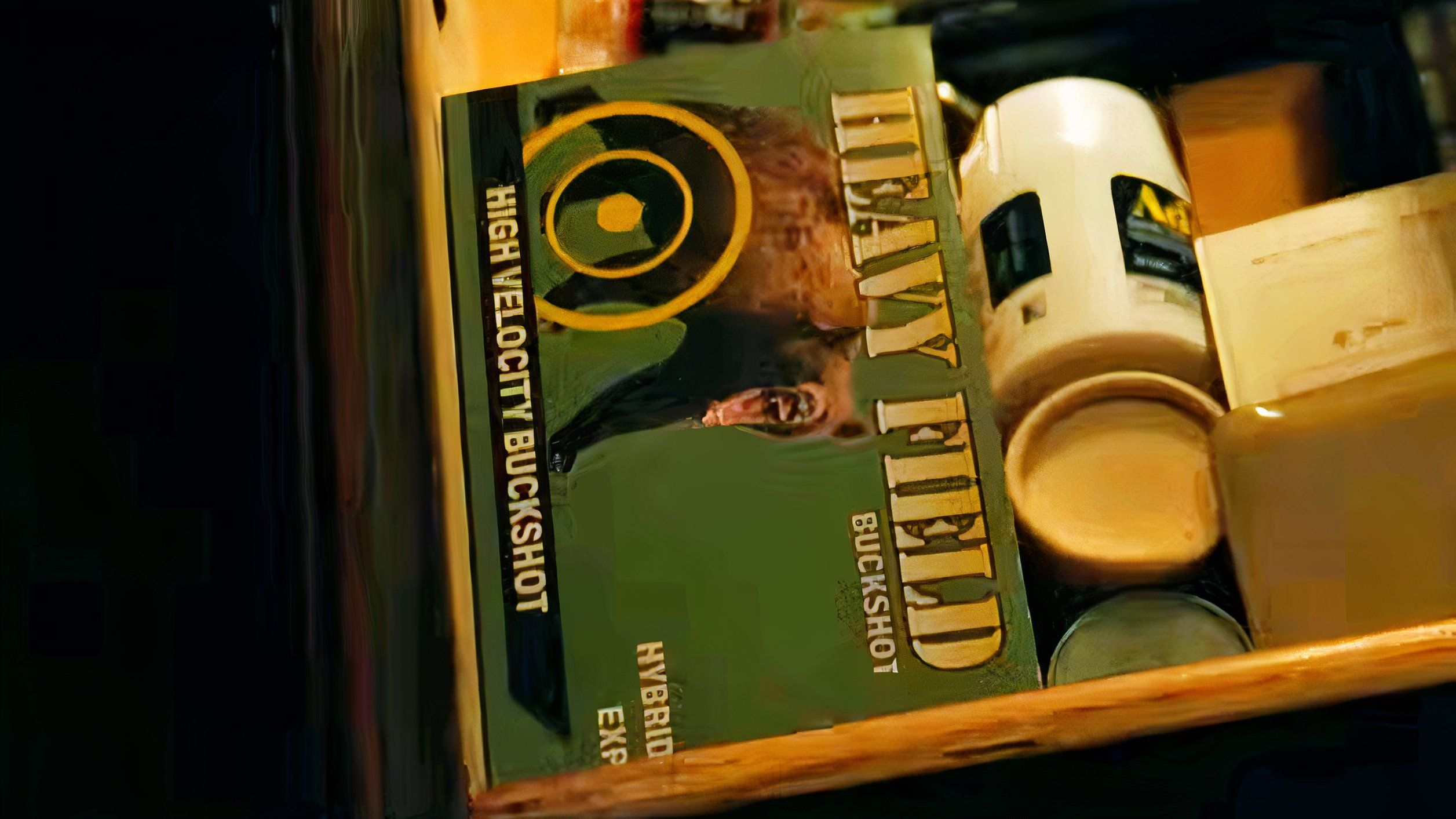 green box of Heavy Field Buckshot shells in a drawer next to a bottle of Advil in Resident Evil 2026