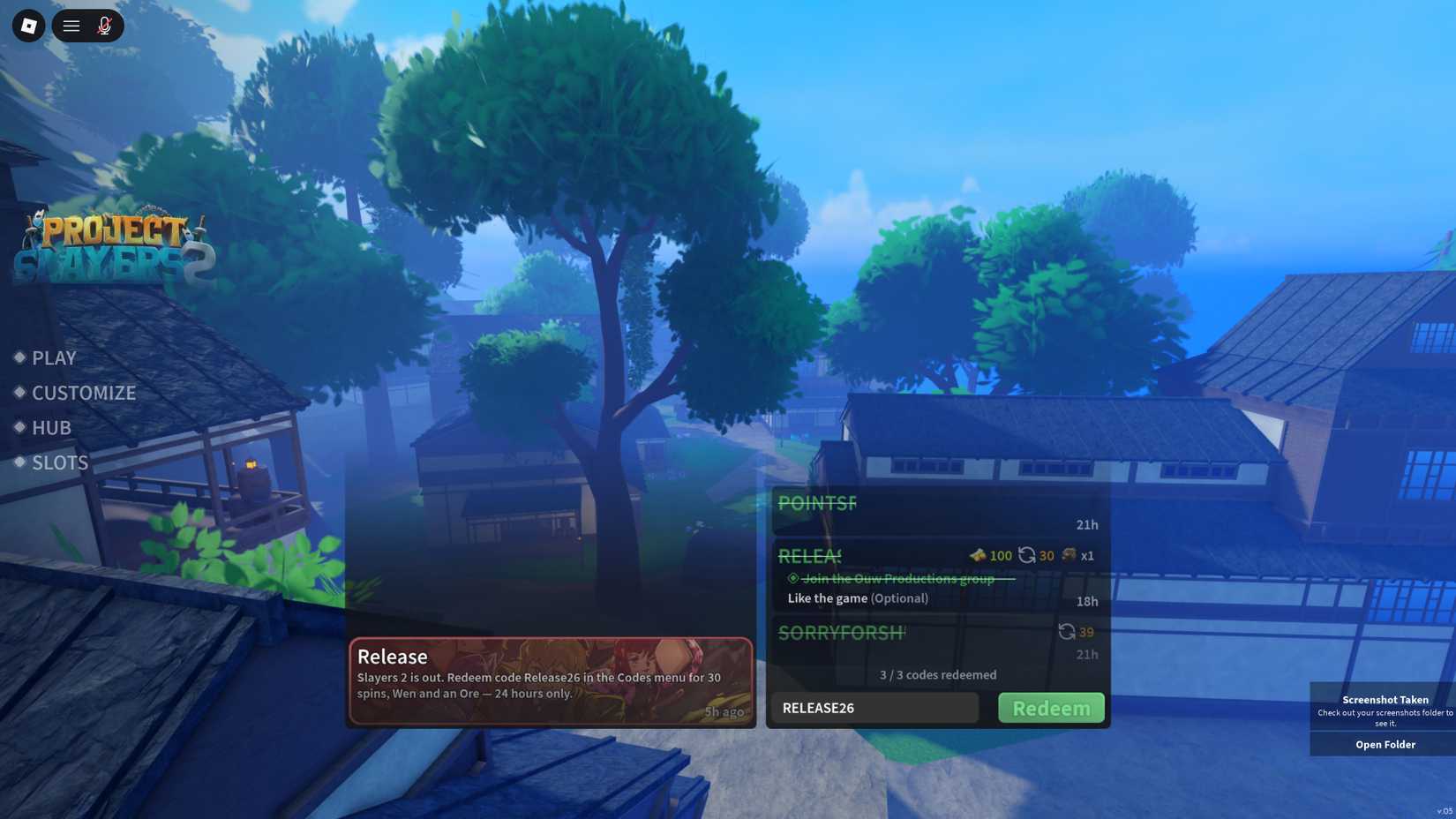 Roblox Slayers 2 Code Redemption