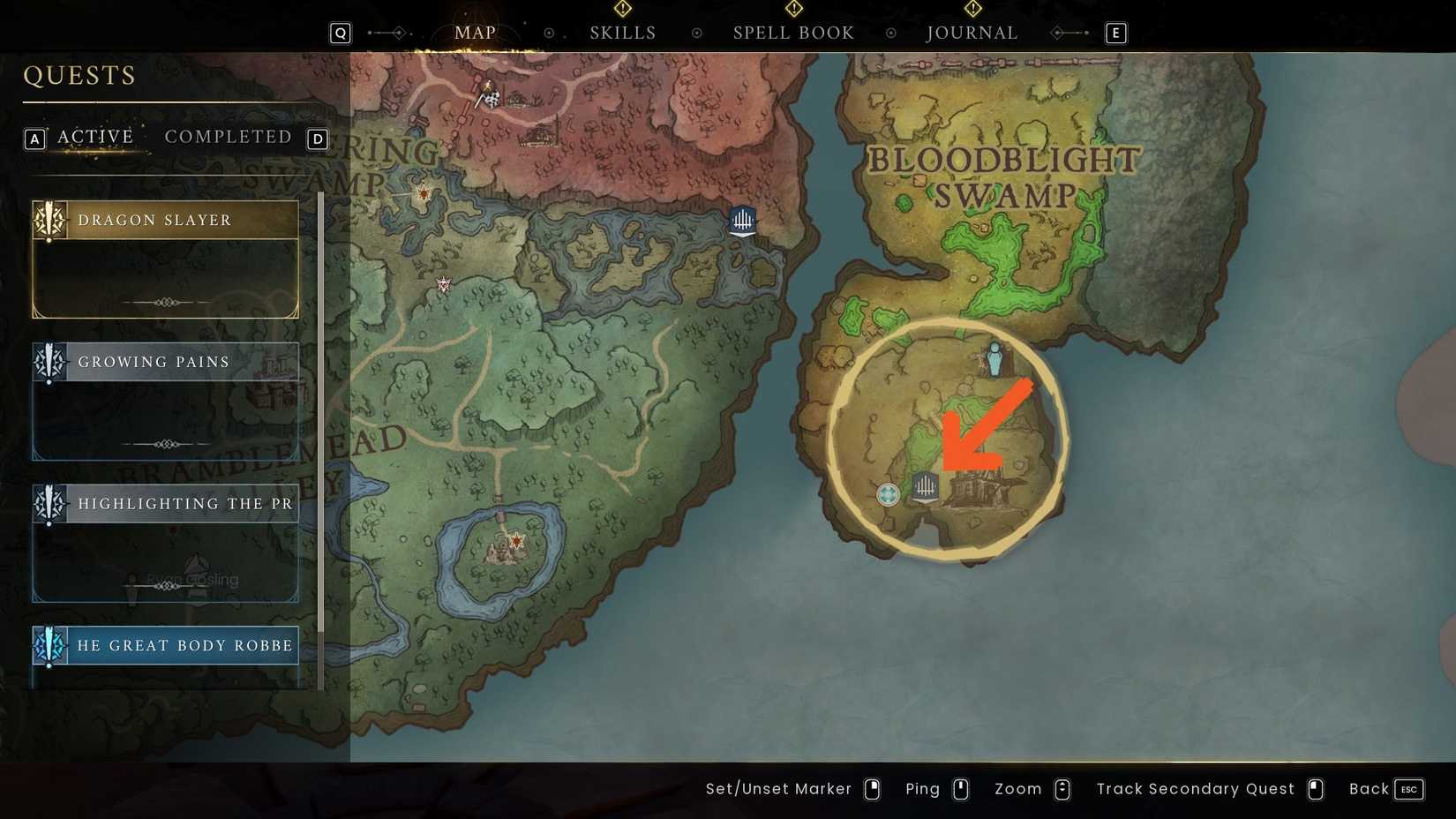 Runescape Dragonwilds Bloodblight Swamps dungeon location