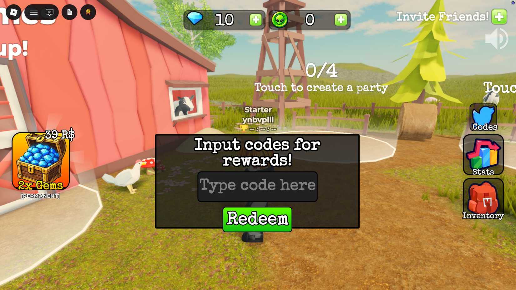 Search For The Needle the codes tab