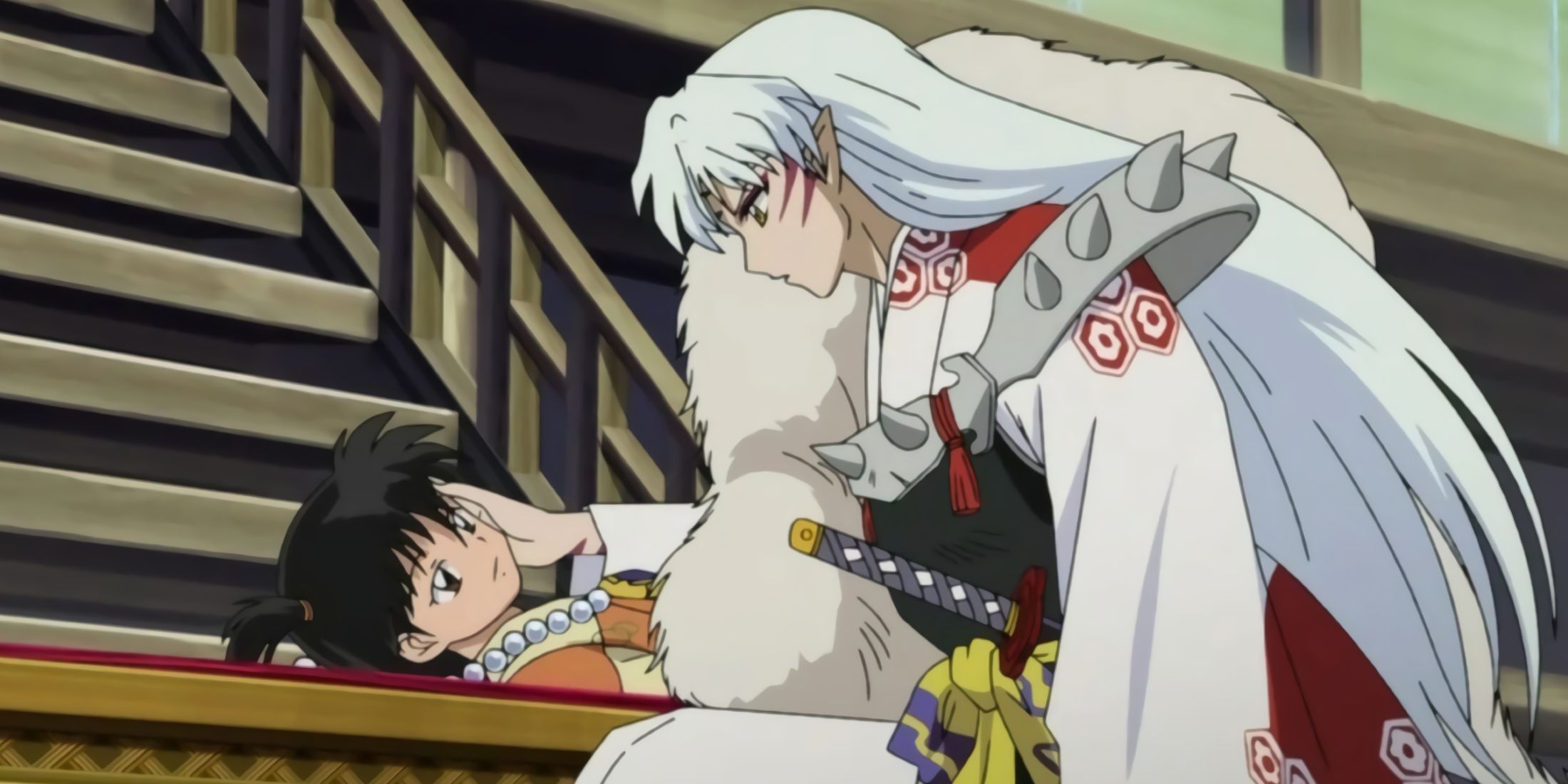 Sesshomaru caressing Rin
