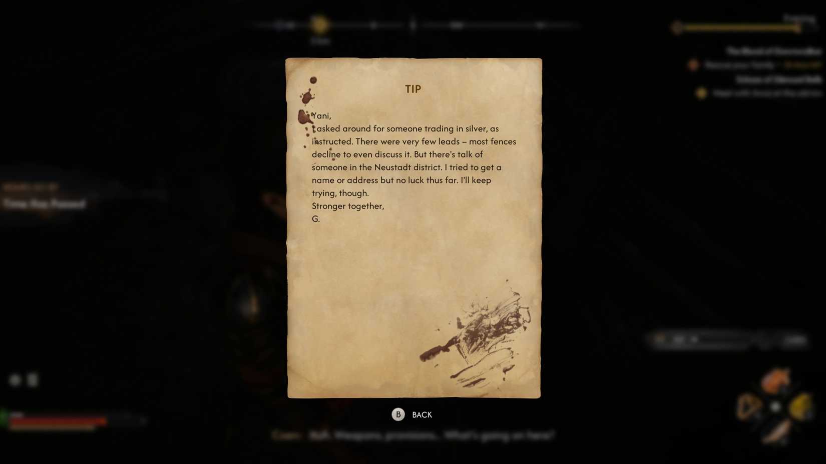 Silver Trader Letter in The Blood of Dawnwalker