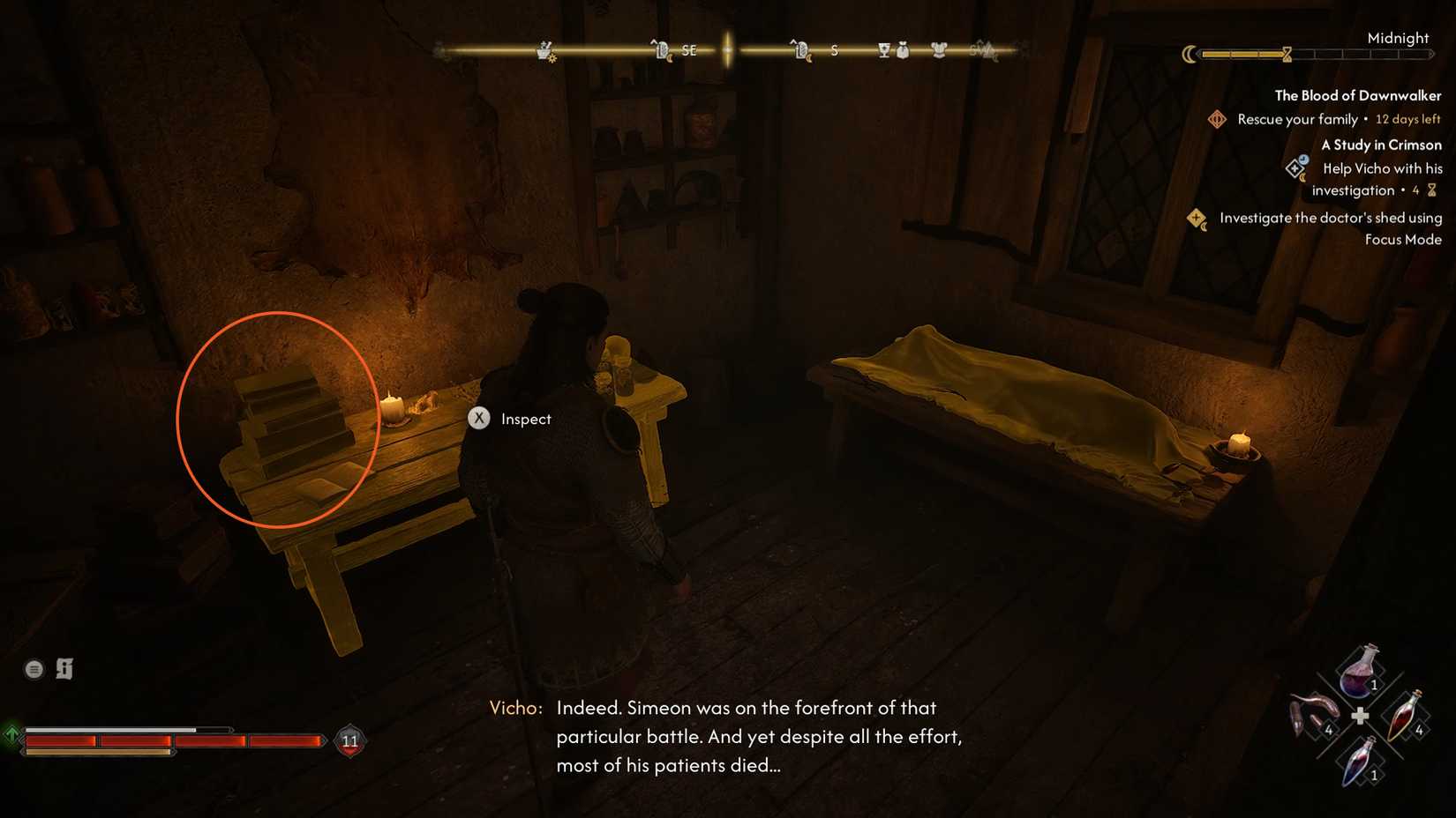 Simeon house key location in The Blood of Dawnwalker