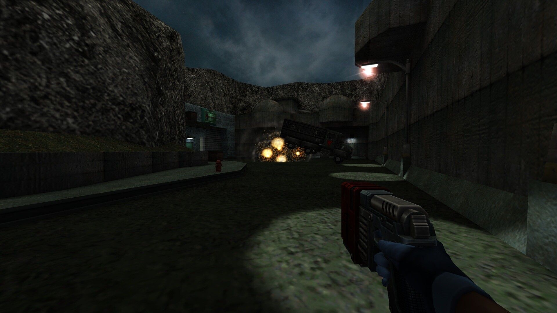 sin reloaded player holding a pistol.