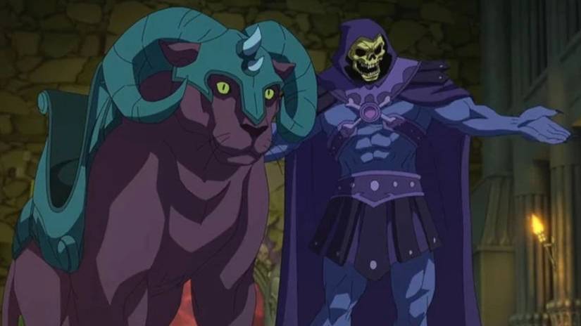 Skeletor with Panthor in Masters of the Universe: Revelation