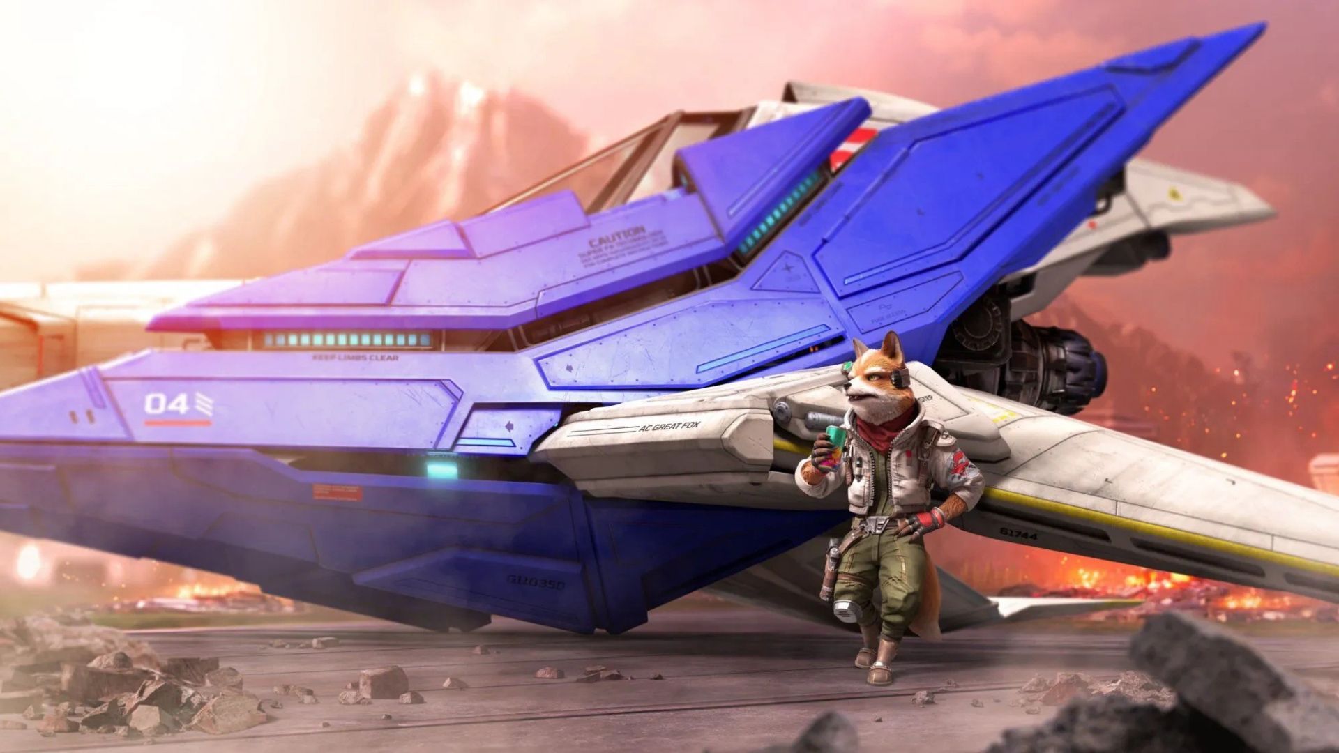 star fox Fox with his ship
