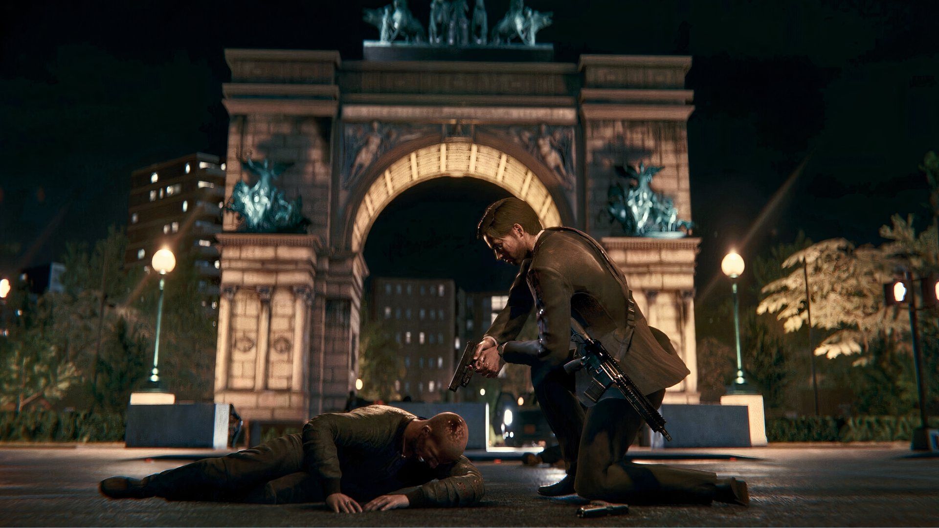 blackwood's anton checking if the wounded enemy is dead.