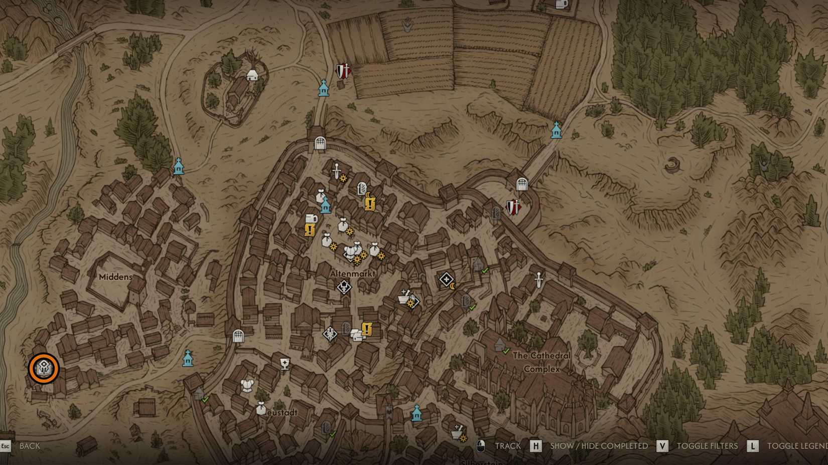 Svartrau City Middens Witchcrat Vendor Location in The Blood of Dawnwalker