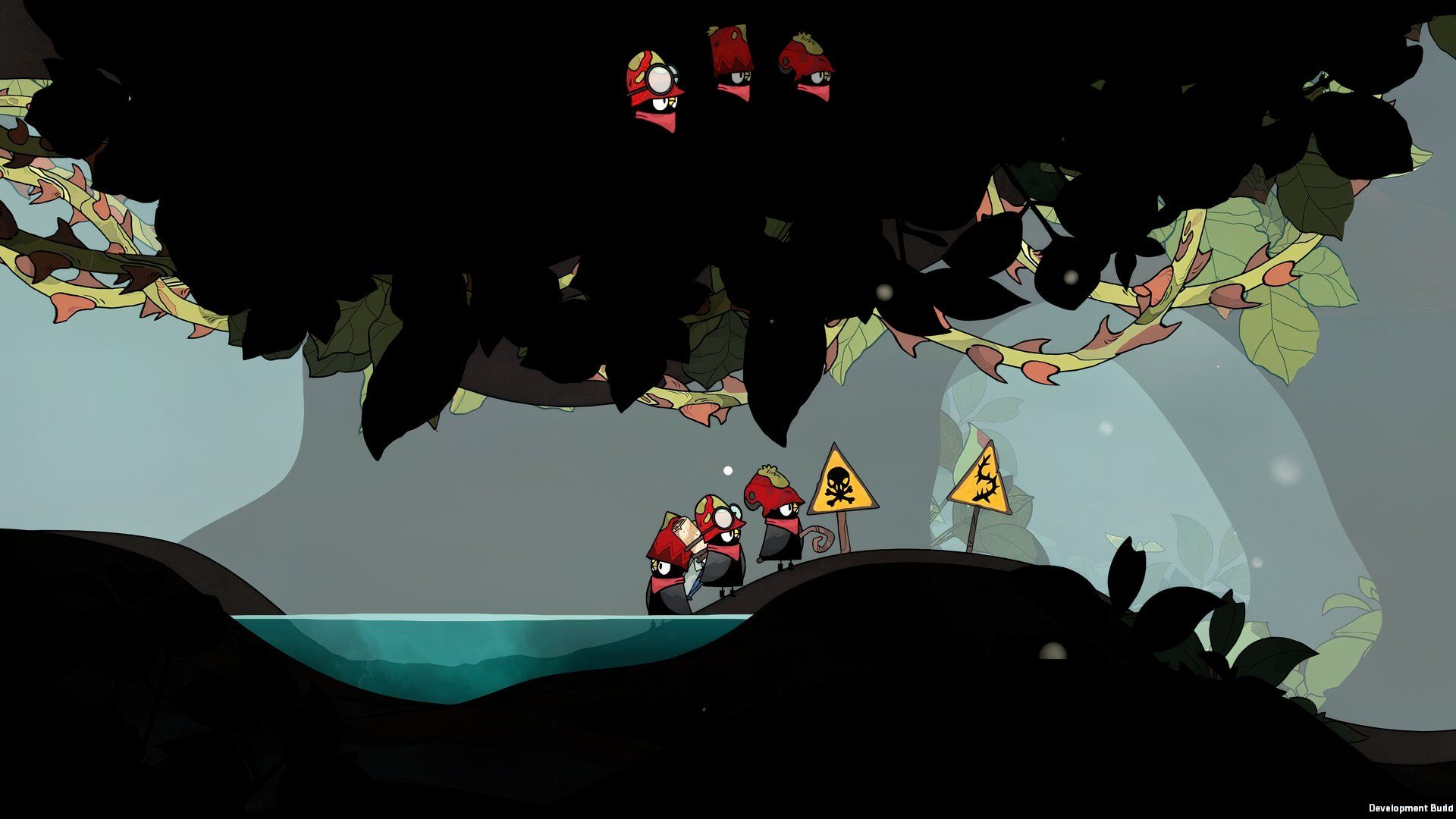 a flock of birds in the merlies entering a dangerous area.