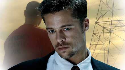A combined image of David Mills and John Doe in the desert in Se7en