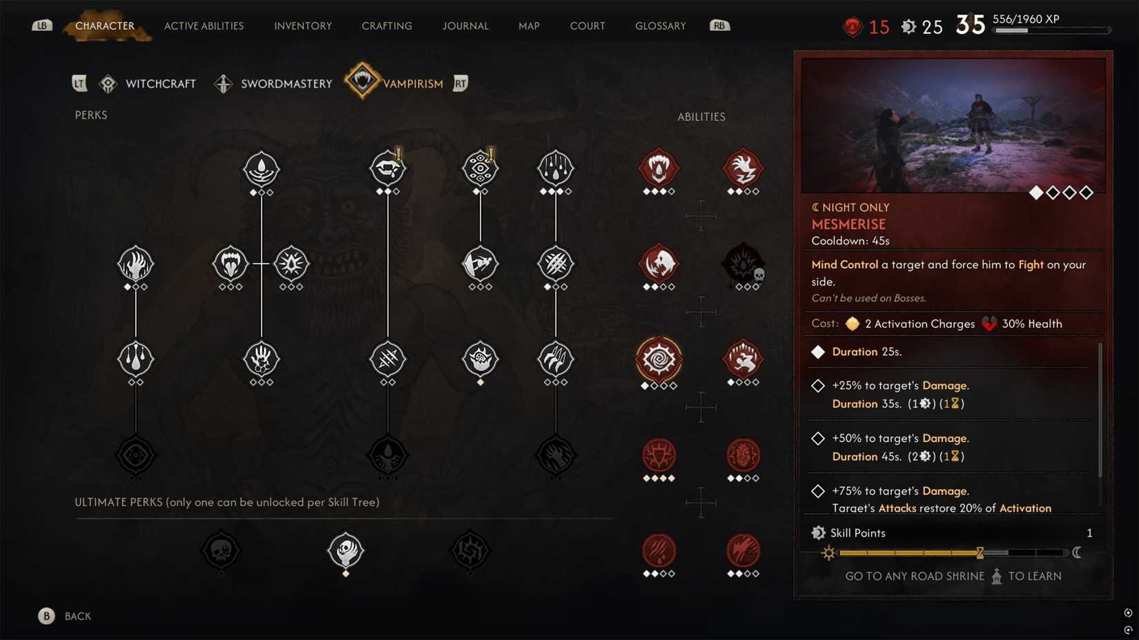 Vampirism Ability Locations in The Blood of Dawnwalker