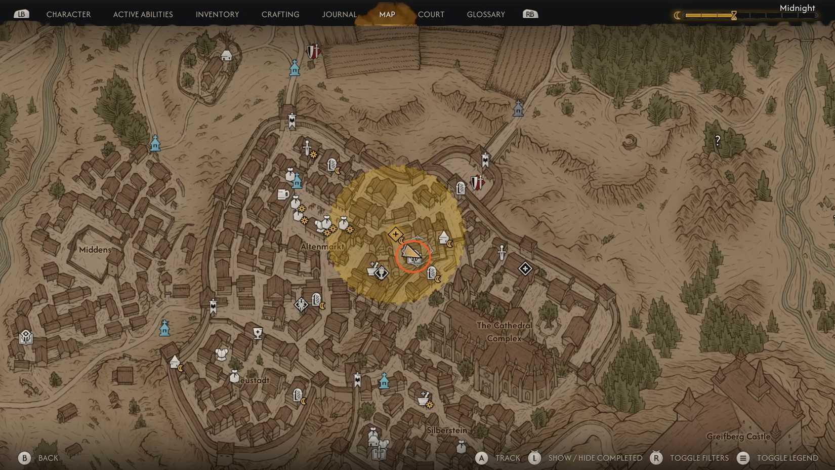 Vicho location on the map in The Blood of Dawnwalker