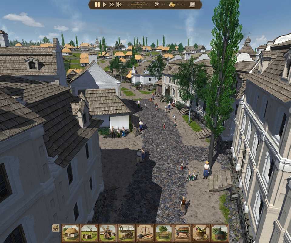 View of street running through buildings in Ostriv