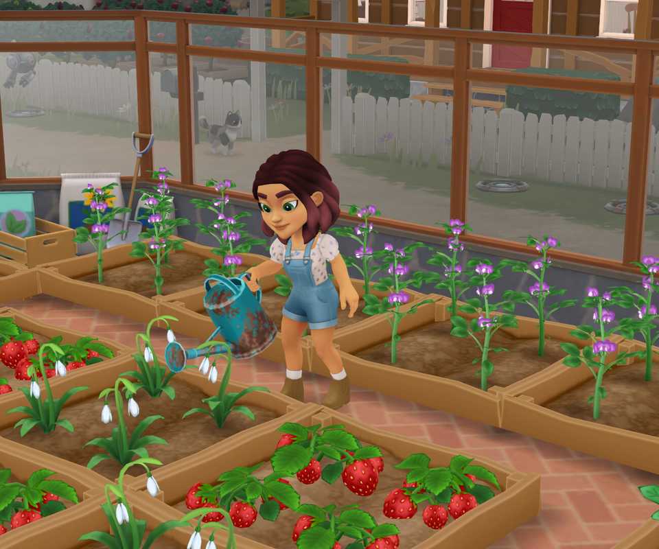 Watering crops in Wylde Flowers