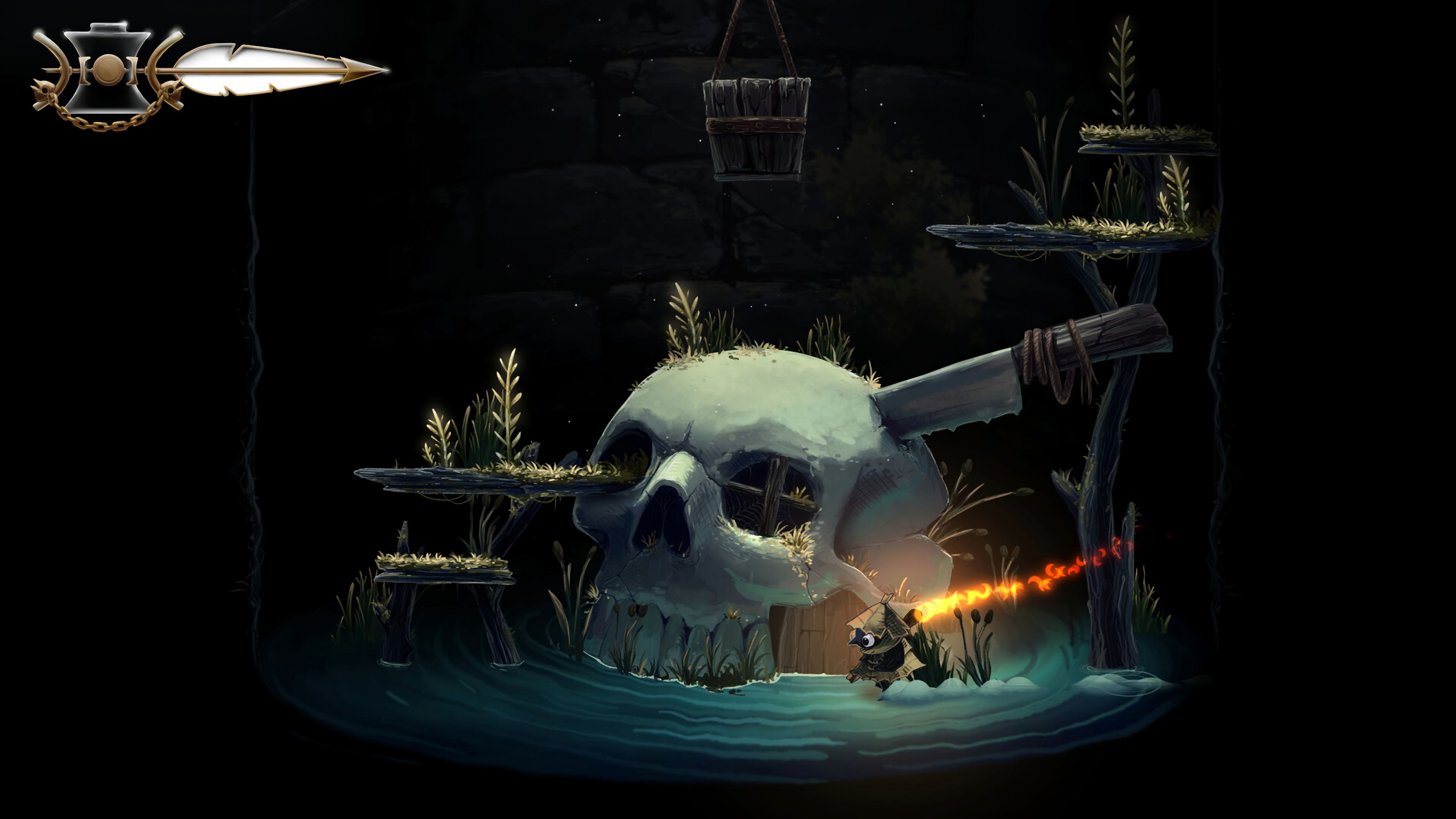 Well Dweller protagonist outside of skull home