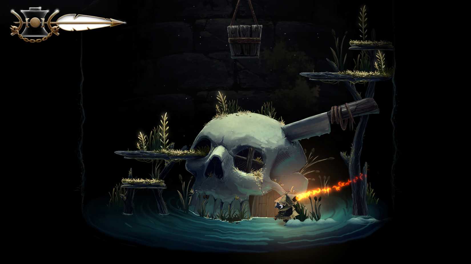 Well Dweller protagonist outside of skull home