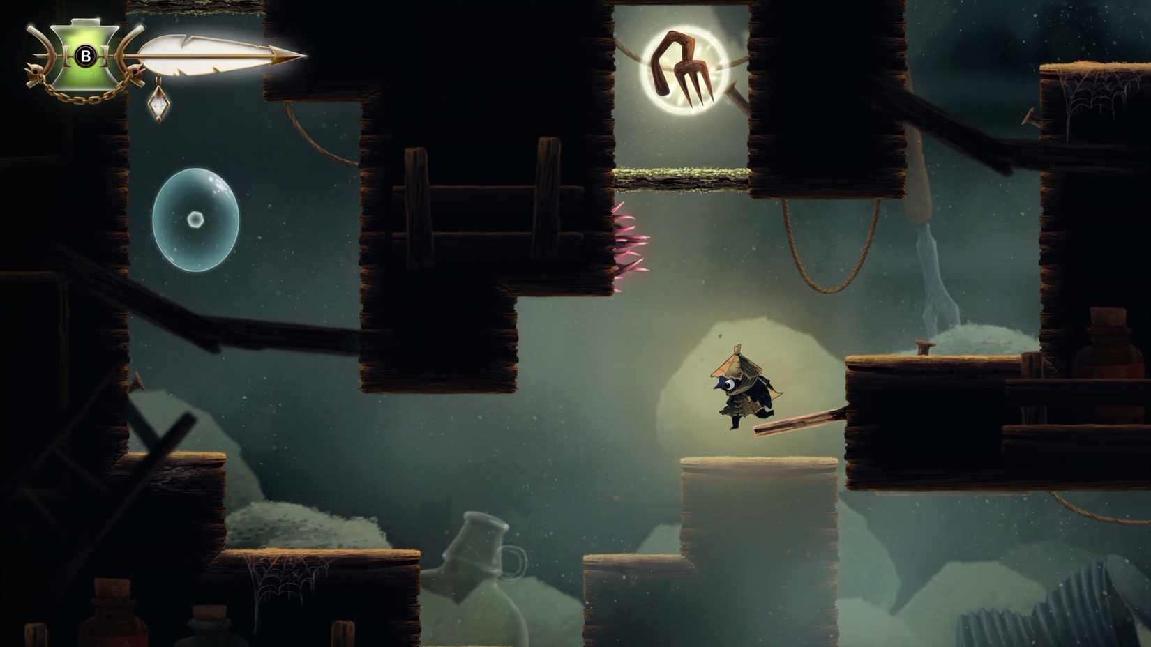 Well Dweller protagonist using his match to jump higher