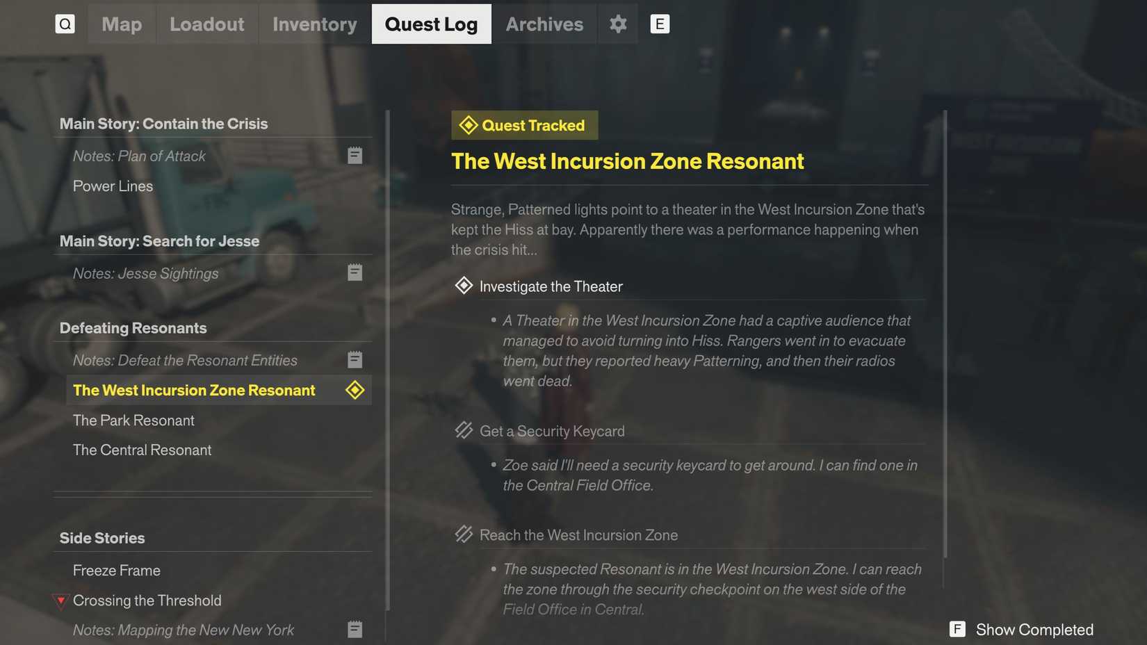West Incurison Resonant Control Resonant