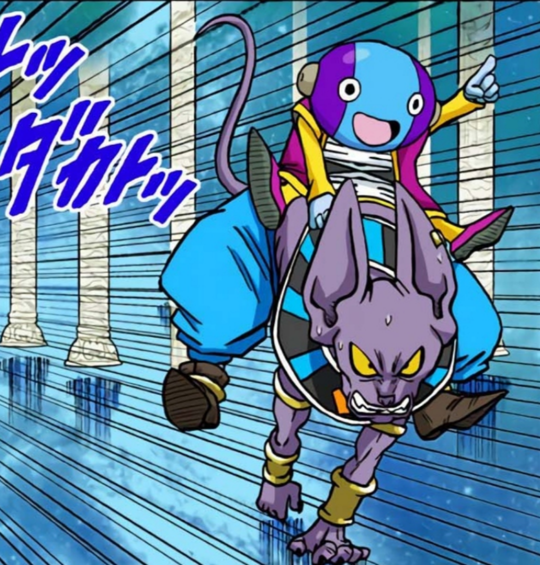 Zeno riding Beerus