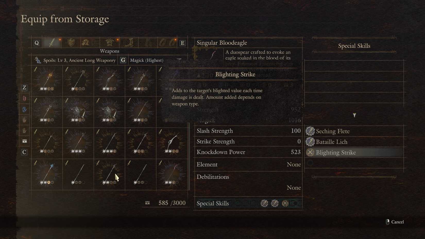 DD2 Dark Arisen Blighting Strike description