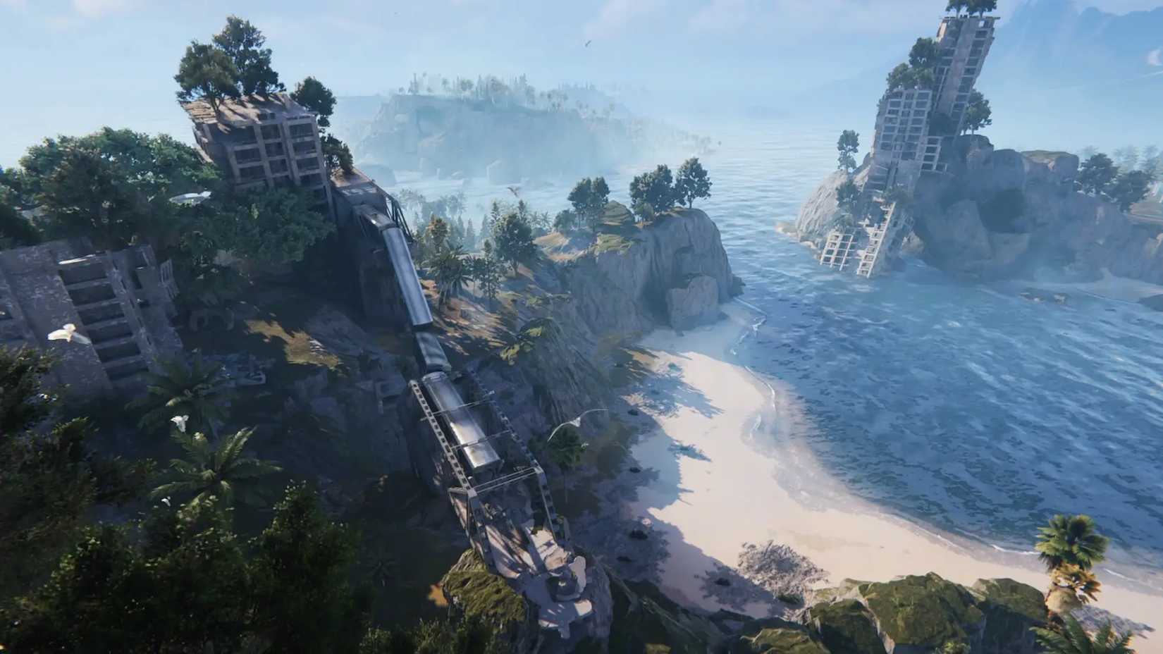 once human isles of abyss looking at a beach from above